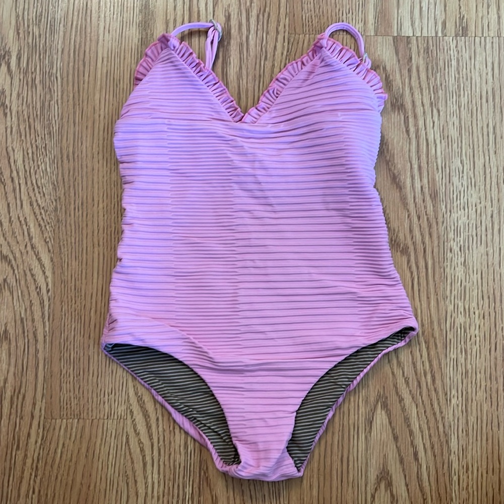 Acacia Kids Dixie Full Piece Pink Textured Size L Large 4T 5T